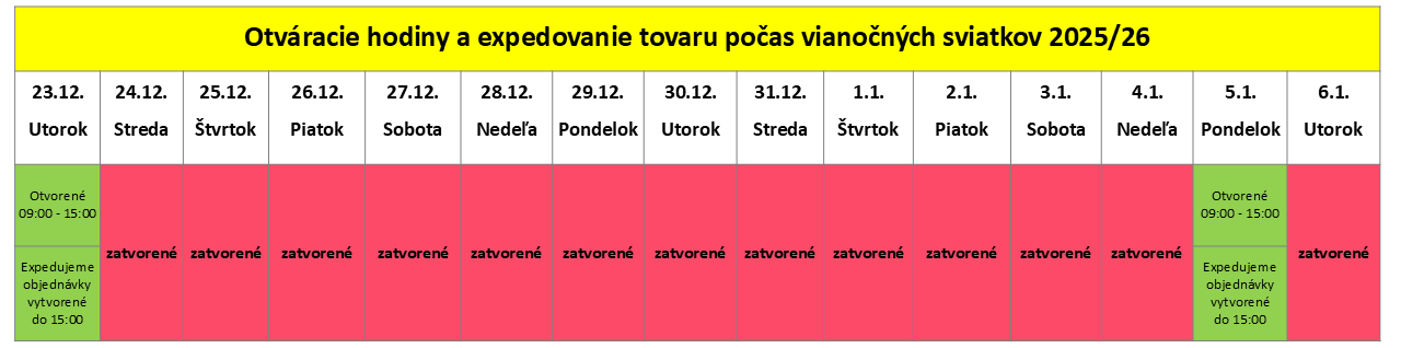Otváracie hodiny počas sviatkov