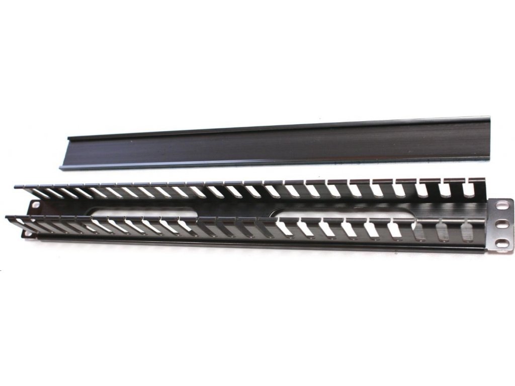 19" 1U panel s plastovým krytom, profil 40x50 mm, čierny