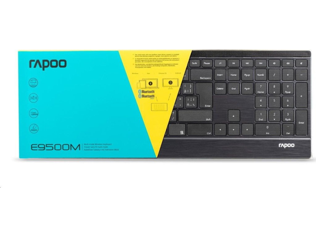 RAPOO klávesnice E9500M Multi-mode Wireless Ultra-slim Keyboard Black ...