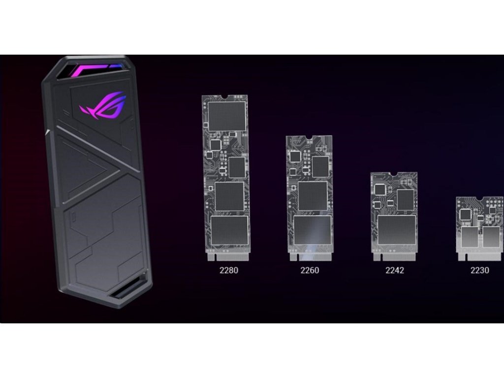 ASUS ROG STRIX ARION LITE SSD NVME AURA case, USB-C 3.2, M.2 NVMe SSD  kovový box, délka 30-80 mm, AURA RGB