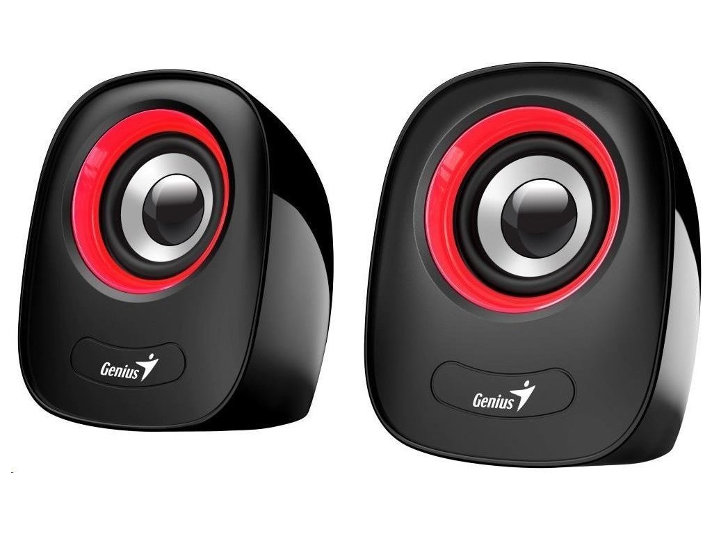 Reproduktory GENIUS SP-Q160 Red, 2.0, 6 W, napájanie USB, 3,5" jack, čierna a červená
