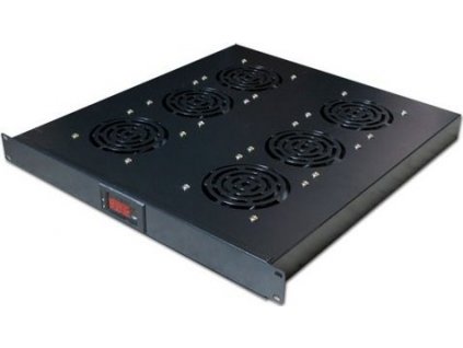 19" ventilačná jednotka, 6 ventilátorov, LCD displej, termostat, hĺbka 500 mm, čierna
