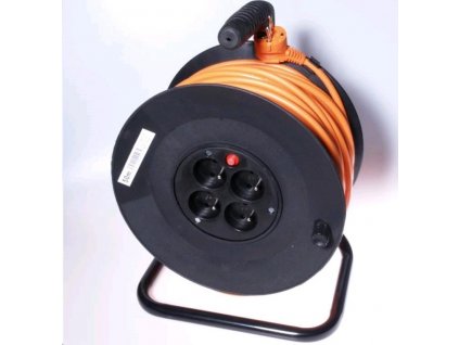 PREMIUMCORD Predlžovací kábel 230V bubon 25m, 4 zásuvky, čierny