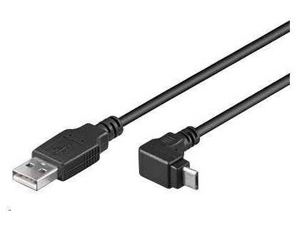 Kábel USB PREMIUMCORD 2.0 Spojovací uhol A-Micro B 90 stupňov 1.8 m (čierna)