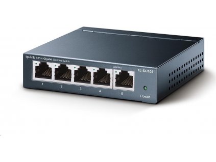 Gigabit Switch TP-LINK TL-SG105 . 5-port 10/100/10000M, 5x 10/100/1000M RJ45 ports, supports GMP Snooping, Metal case