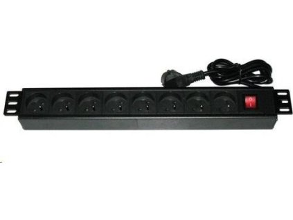 19" rozvádzač 8x230V, ČSN, spínač, indikátor napätia, kábel 1,8 m, výška 1.5U