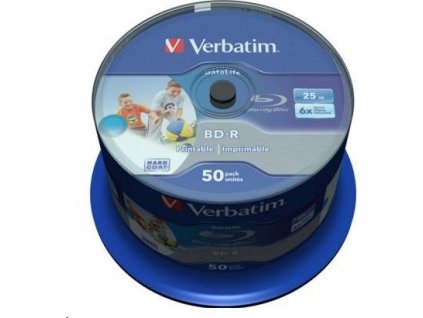 VERBATIM BD-R SL Datalife (50-pack)Blu-Ray/Spindle/6x/25GB Wide Printable