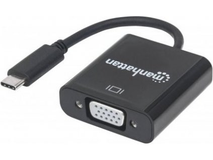 Prevodník MANHATTAN z USB-C 3.1 na VGA (Type-C samec na VGA samica, čierna)