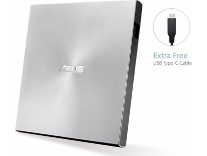 ASUS DVD ZenDrive SDRW-08U9M-U SILVER, externá tenká DVD-RW, USB Type-C/Type-A, M-DISC