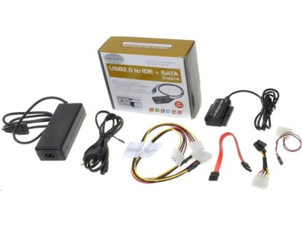 PREMIUMCORD USB 2.0 - adaptér IDE + SATA s káblom a prídavným napájaním