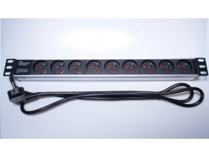 Napájací panel PremiumCord pre 19" rack 1U, 9x230V, 2m kábel