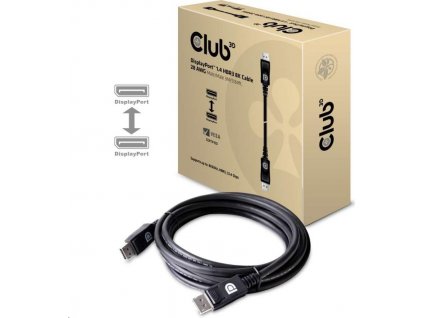 Club3D Kabel certifikovaný DisplayPort 1.4, HBR3, 8K60Hz (M/M), 3m, 28 AWG