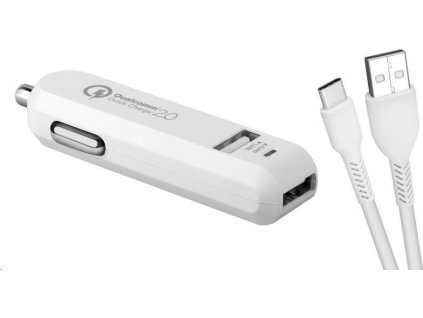 AVACOM CarMAX 2 nabíjačka do auta 2x Qualcomm Quick Charge 2.0, biela (kábel USB-C)