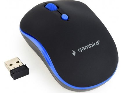 Myš GEMBIRD MUSW-4B-03-B, čierno-modrá, bezdrôtová, USB nano prijímač