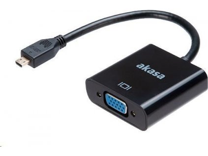 Adaptér AKASA Micro HDMI na VGA, 15 cm, 1080p