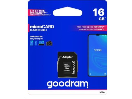 Karta GOODRAM MicroSDHC 16GB M1AA, UHS-I Class 10, U1 + adaptér