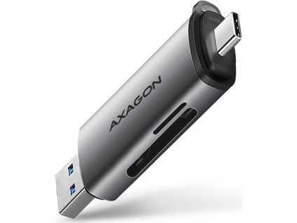 AXAGON CRE-SAC, USB3.externá čítačka kariet SD/microSD 2 Gen 1 Type-C + Type-A, podpora UHS-I