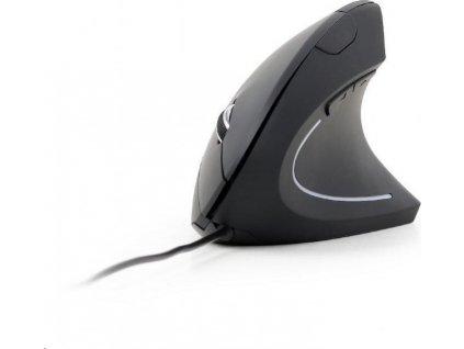 GEMBIRD ergonomická vertikálna myš, 3200dpi, 6 tlačidlová, káblová, USB, čierna