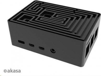 Puzdro AKASA Maze Pro, pre Raspberry Pi 4, hliník, čierne