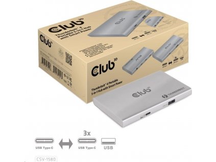 Club3D hubThunderbolt 4 Portable 5-in-1 Hub with Smart Power