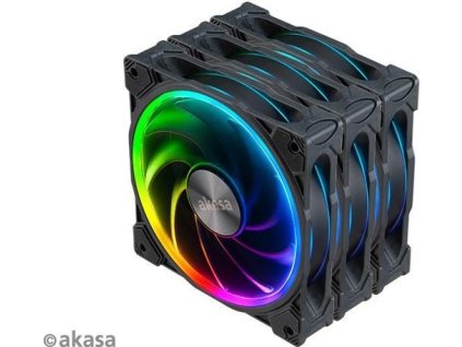 AKASA ventilátor SOHO AR, 12cm ARGB PWM fan 3pcs bundle + FLEXA FP5H AK-CBFA08-30BK + ARGB LED splitter AK-CBLD07-50BK