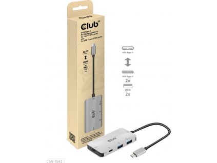 Club3D USB-C Gen2 PD hub pre 2x USB-C 10G porty a 2x USB-A 10G porty