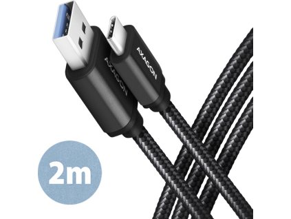 AXAGON BUCM3-AM20AB, SPEED kábel USB-C <->USB-A, 2 m, USB 3</->.2 Gen 1, 3A, ALU, opletenie, čierna