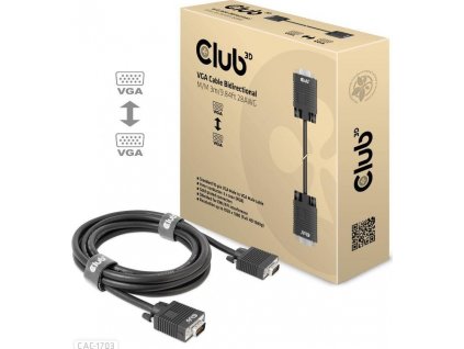 Club3D kabel oboustranný VGA, M/M, 28AWG, 3m