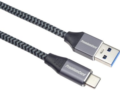 PREMIUMCORD USB-C na USB 3.0 A (USB 3.1 generácia 1, 3A, 5Gbit/s) 0,5 m opletenie