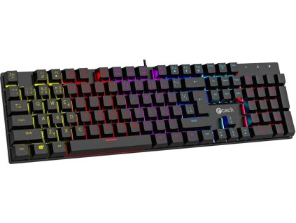 C-TECH mechanická klávesnice Morpheus, casual gaming, CZ/SK, červené spínače, RGB podsvícení, USB