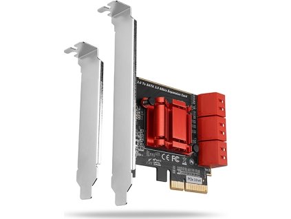AXAGON PCES-SA6, radič PCIe - 6x interný port SATA 6G, ASM1166, SP a LP