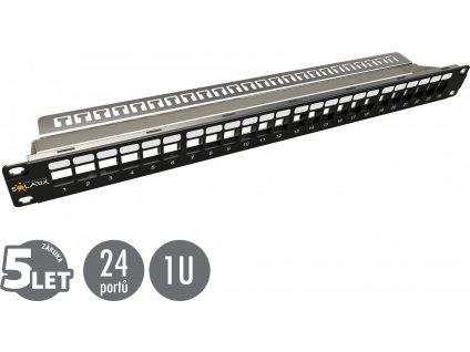 Solarix Modulárny nemontovaný patch panel 24 portov 1U SX24M-0-STP-BK-UNI-N