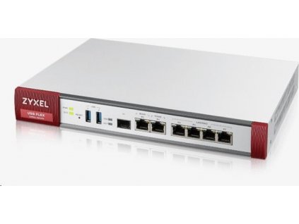 Zyxel USGFLEX200 firewall with 1-year UTM bundle, 2x gigabit WAN, 4x gigabit LAN/DMZ, 1x SFP, 2x USB