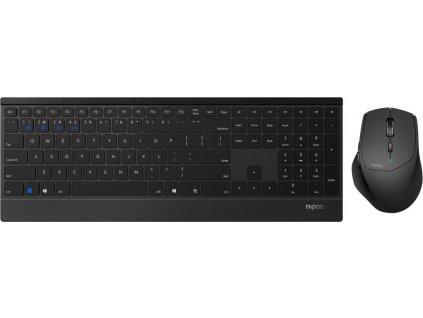 Súprava klávesnice a myši RAPOO 9500M Multi-mode Wireless Ultra-slim Desktop Combo Set (klávesnica. - šedá/metalická, myš - čierna)