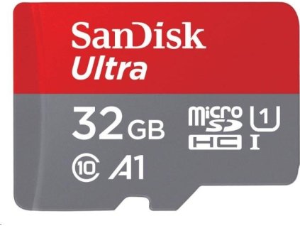 Karta SanDisk MicroSDHC 32 GB Ultra (120 MB/s, A1 Class 10 UHS-I, balenie pre Android - tablet, aplikácia Memory Zone) + adaptér
