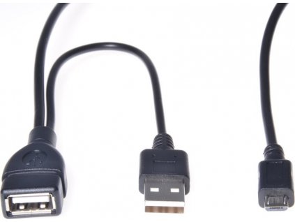 PREMIUMCORD USB redukčný kábel USB A/samec+USB A/samec - Micro USB/samec OTG