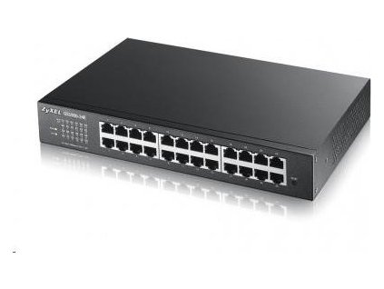 Zyxel GS1900-24E 24-portový stolový gigabitový webový inteligentný prepínač: 24x gigabitový metal, IPv6, 802.3az (zelená), bez ventilátora, racková súprava