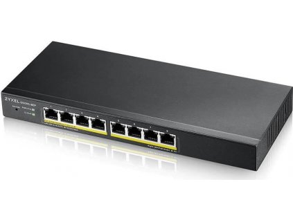 Zyxel GS1915-8EP 8-portový gigabitový webový inteligentný PoE switch, 8x gigabitový RJ45, bez ventilátora, 60W PoE rozpočet