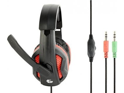 GEMBIRD sluchátka s mikrofonem GHS-03, gaming, černo-červená