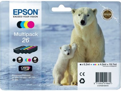 Atrament EPSON čierny + pruh "Polárny medveď" CLARIA Premium 26 - multipack (CMYK)