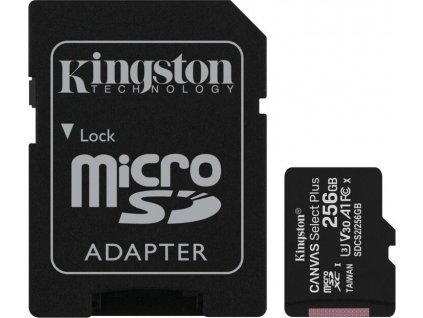 Karta Kingston 256GB micSDXC Canvas Select Plus 100R A1 C10 + adaptér SD