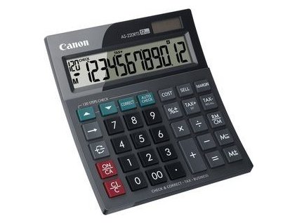 stolová kalkulačka CANON AS-220 RTS, 12 miest, solárne napájanie + batérie, 120