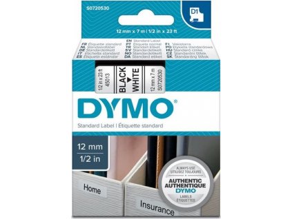 páska DYMO 45013 D1 Black On White Tape (12mm)