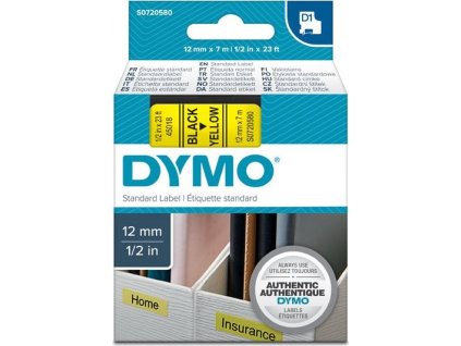 páska DYMO 45018 D1 Black On Yellow Tape (12mm)