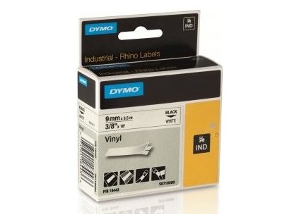 páska DYMO 18443 PROFI D1 RHINO Black On White Vinyl Tape (9mm)