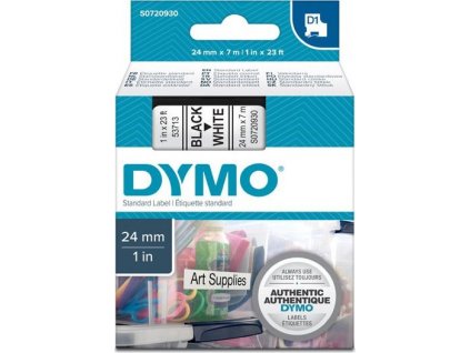 páska DYMO 53713 D1 Black On White Tape (24mm)