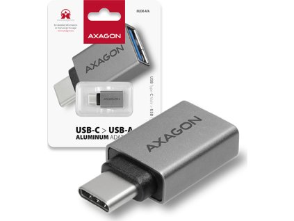 AXAGON RUCM-AFA, redukcia USB-C (M) -> USB-A (F), USB 3.2 Gen 2, 3A, ALU