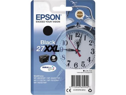 Atrament EPSON čierny Singlepack "Alarm clock" Black 27XXL DURABrite Ultra Ink