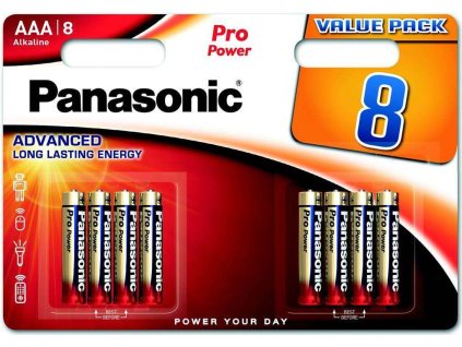 PANASONIC Alkalické baterie Pro Power LR03PPG/8BW AAA 1,5V (Blistr 8ks)