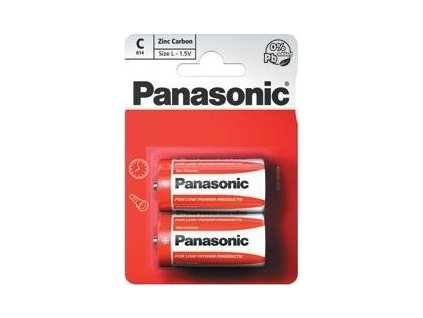 PANASONIC Zinkouhlíkové baterie Red Zinc R14RZ/2BP EU C 1,5V (Blistr 2ks)